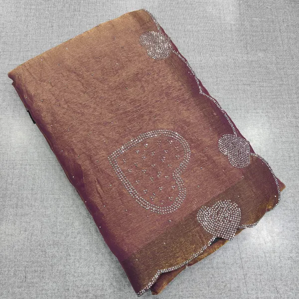 Fendy space silk saree with heart Stone work | SR239